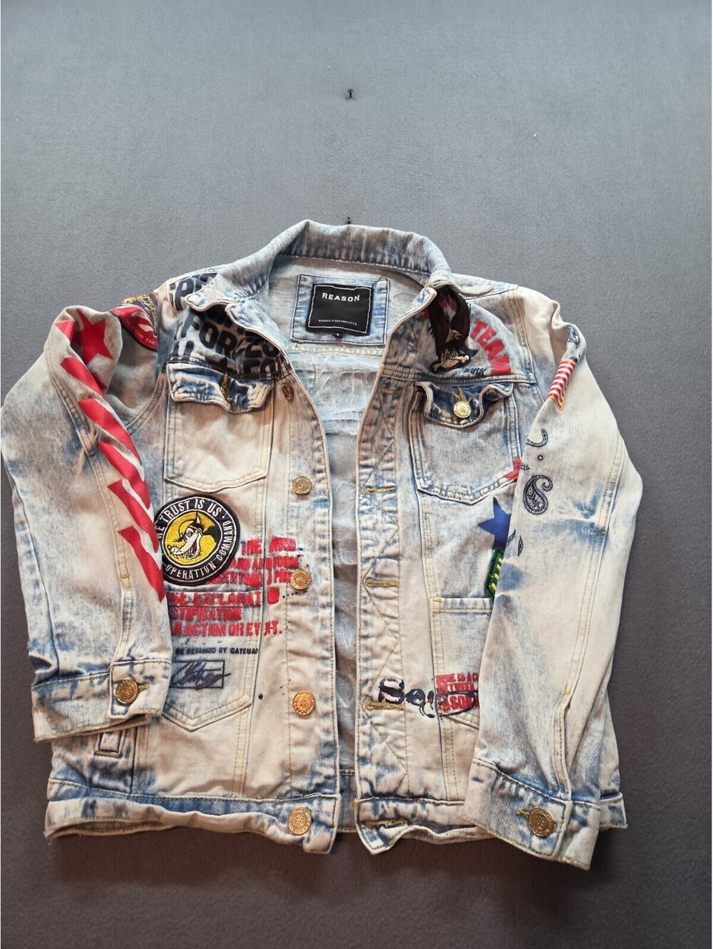 men's denim jean jacket by Reason size S